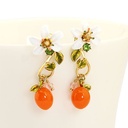 Flower Pendant Crystal 925 Sliver Enamel Earrings Jewelry Stud Earrings