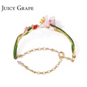 Flower Long Pendant with Rhinestone Jewelry 925 Silver Line Earring