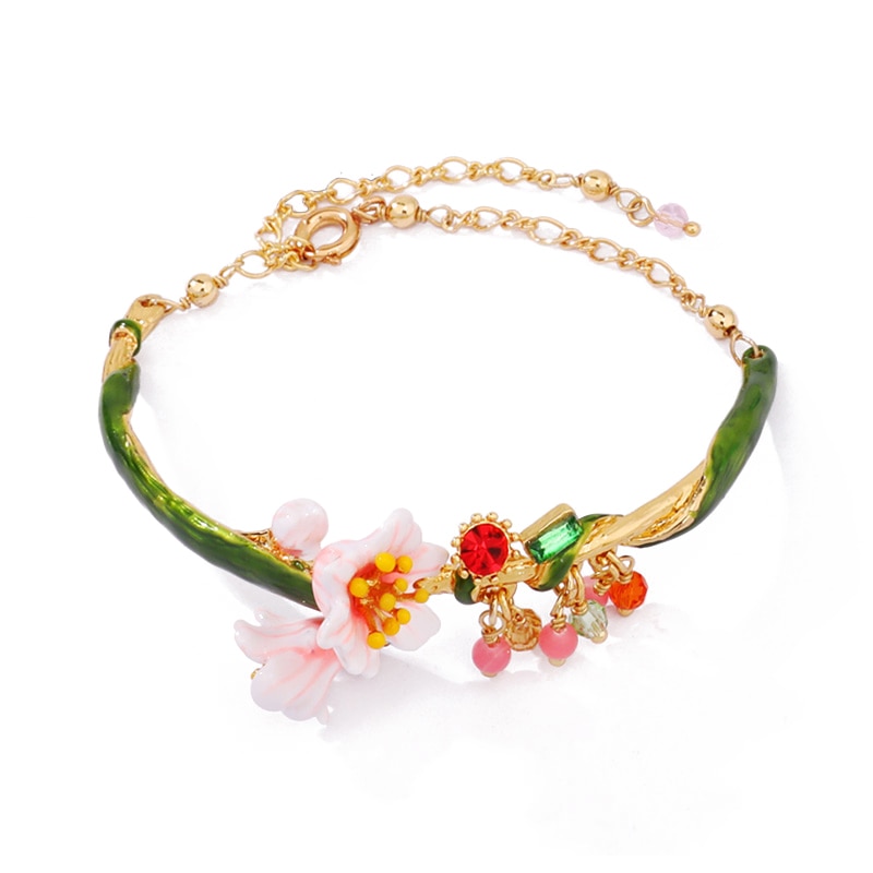 Flower Long Pendant with Rhinestone Jewelry 925 Silver Line Earring