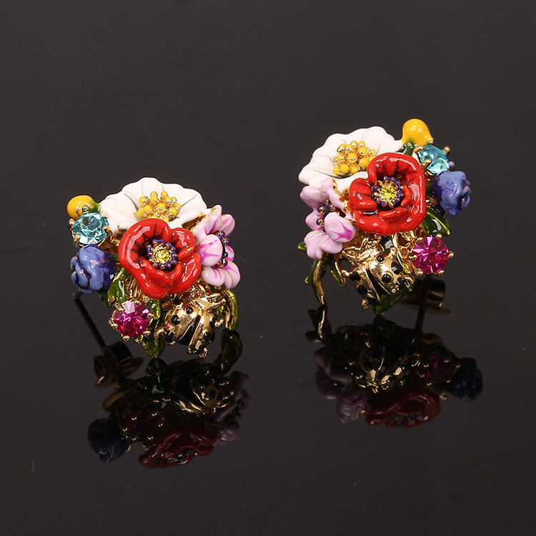Flower Series Enamel Earrings Stud Earrings