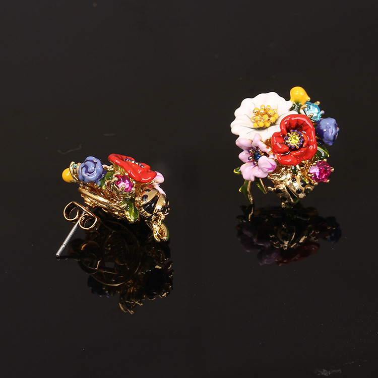 Flower Series Enamel Earrings Stud Earrings