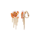 Flower Pearl Pendant Enamel Earrings Jewelry Stud Clip Hook Earrings