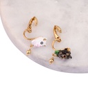 Black and White Cat Kitten Enamel Earrings Jewelry Stud Clip Earrings