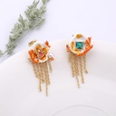 Flower Pearl Pendant Enamel Earrings Jewelry Stud Clip Hook Earrings