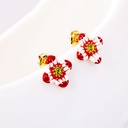 Flower Pendant Crystal 925 Sliver Enamel Earrings Jewelry Stud Earrings
