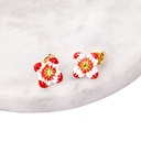 Four Leaf Flowers Enamel Earrings Jewelry Stud Earrings