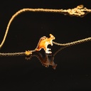 Flower Pink Gem Pendant Gold Plated Jewelry Enamel Bracelet