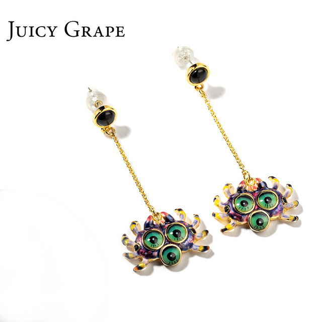 Crab And Crystal Enamel Stud Earrings