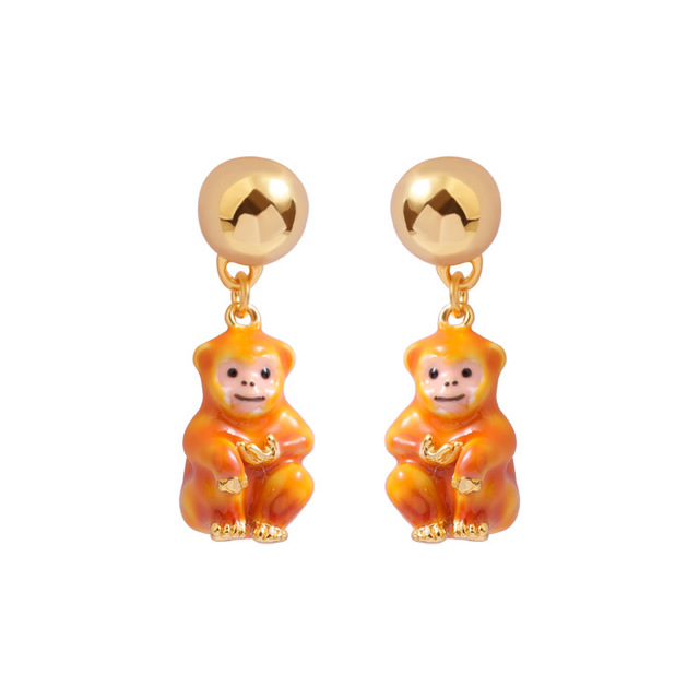 Monkey Enamel Earrings Jewelry Stud Earrings
