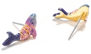 Pink Purple Fish Whale Enamel Stud Earrings Jewelry Gift