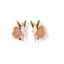 Fairy Pink Gem Enamel Stud Earrings