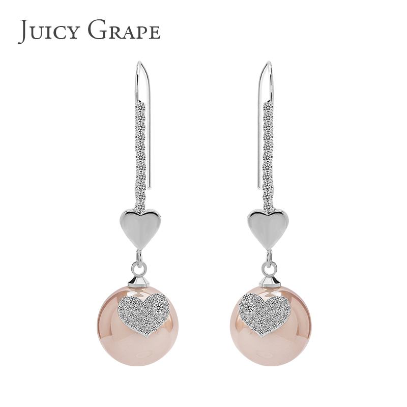 Rose Gold Heart-shaped on Natural Pearl Inlaid Zircon Hook Earrings