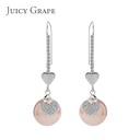 Rose Gold Heart-shaped on Natural Pearl Inlaid Zircon Hook Earrings