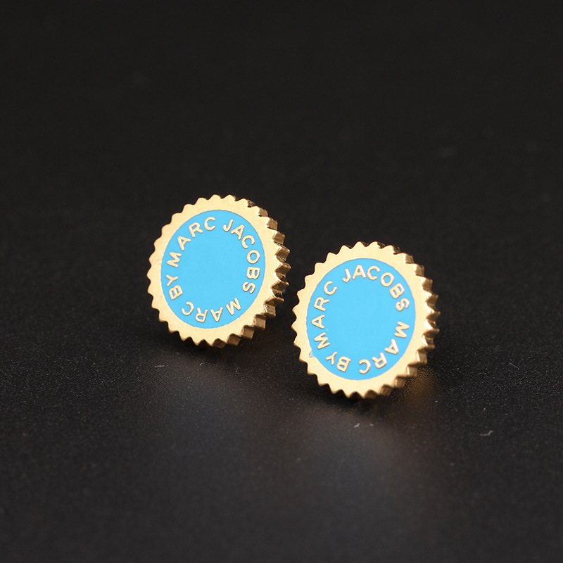 Round Gear Enamel Earrings Jewelry Stud Earrings