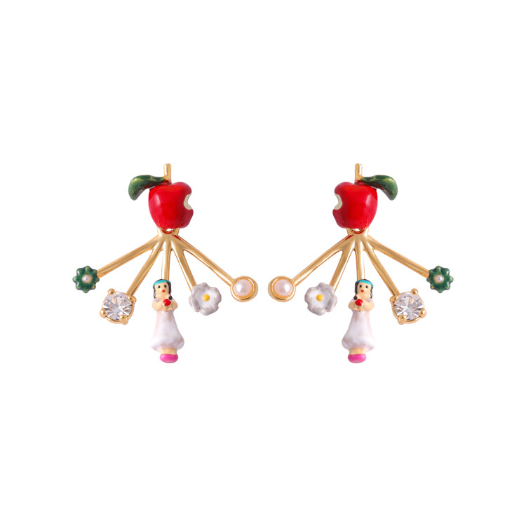 Poison Apple Removable Snow White Clasp Stud Earrings
