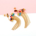 Colorful Bird Yellow Flower Long Tassel Enamel Dangle Earrings Jewelry Gift