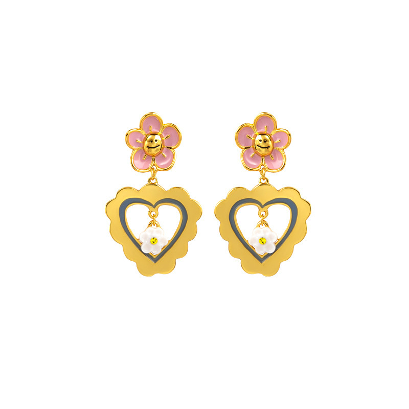 Penguin With Crown Fork Fish Enamel Earrings