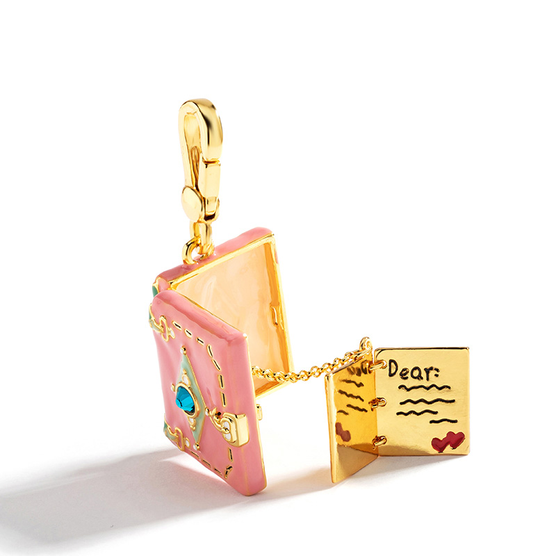 Enamel Glazed Heart Love Inlaid Zircon Natural Pearl Clavicle Chain Necklace 18K Gold Plated