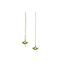 Ginkgo Leaf Long Tassel Enamel Earrings