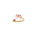 Pink Bow And Crystal Enamel Adjustable Ring