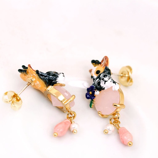 Orange and Stones Enamel Adjustable Ring