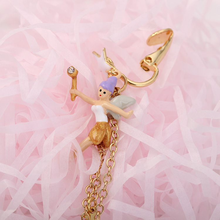 Pearl Bird Enamel Earrings Jewelry Stud Clip Earrings
