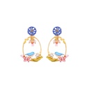 Enamel Glazed Antlers Inlaid Zircon Tassel Earrings 925 Silver Needle