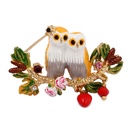 Couple Owl And Heart Enamel Brooch