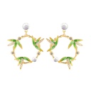 Rabbit and Chain Asymmetrical Clip Enamel Earrings