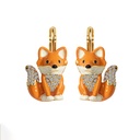 Cute Fox And Crystal Enamel Hook Earrings