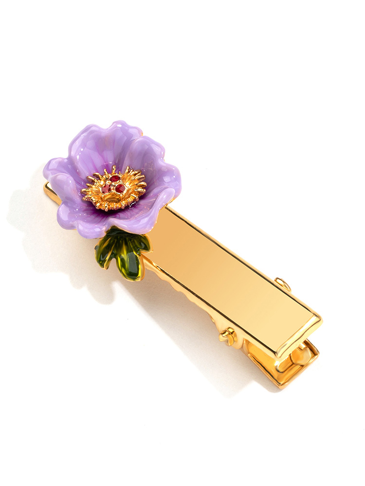 Purple Flower Enamel Hair Pin