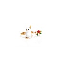 Rabbit Bunny And Red Berry White Flower Enamel Adjustable Ring