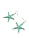 Orange Blue Starfish Enamel Hook Earrings
