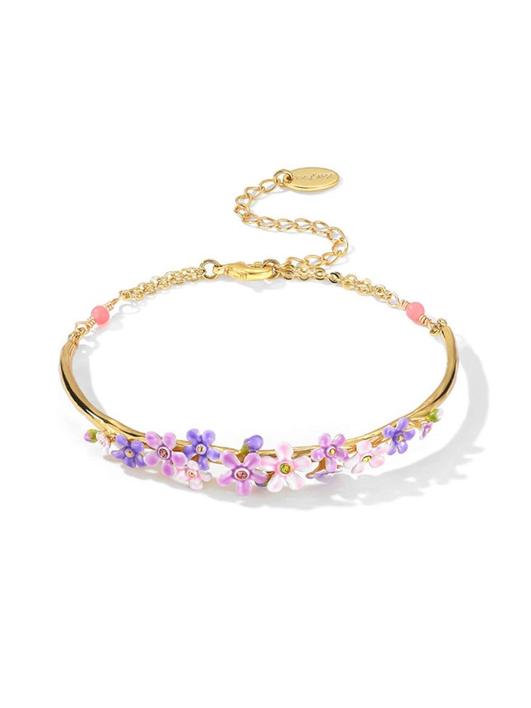 Pink Flower Red Raspberry And Crystal Enamel Dangle Earrings Jewelry Gift