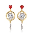 Bow And Crystal Enamel Stud Earrings