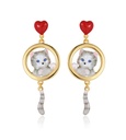 Cat Kitty Kitten Red Heart Enamel Dangle Earrings Jewelry Gift