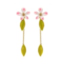 Peony Red Flower And Crystal Enamel Stud Earrings