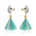 White Swan With Crown And Tassel Ename Stud Earrings