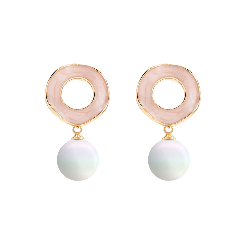 Orange Flamingo And Flower Pearl Enamel Dangle Earrings Jewelry Gift