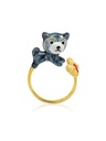 Puppy Dog Yellow Bone Enamel Adjustable Ring Jewelry Gift