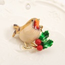 Bird And Red Cherry Enamel Brooch Jewelry Gift