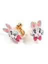 Rabbit Bunny Judy With Pink Bow Enamel Stud Earrings