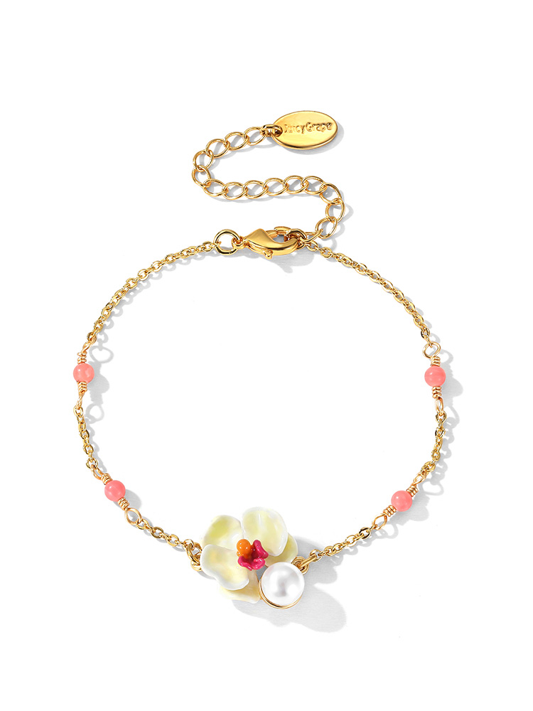 Flower Pendant Enamel Bracelet