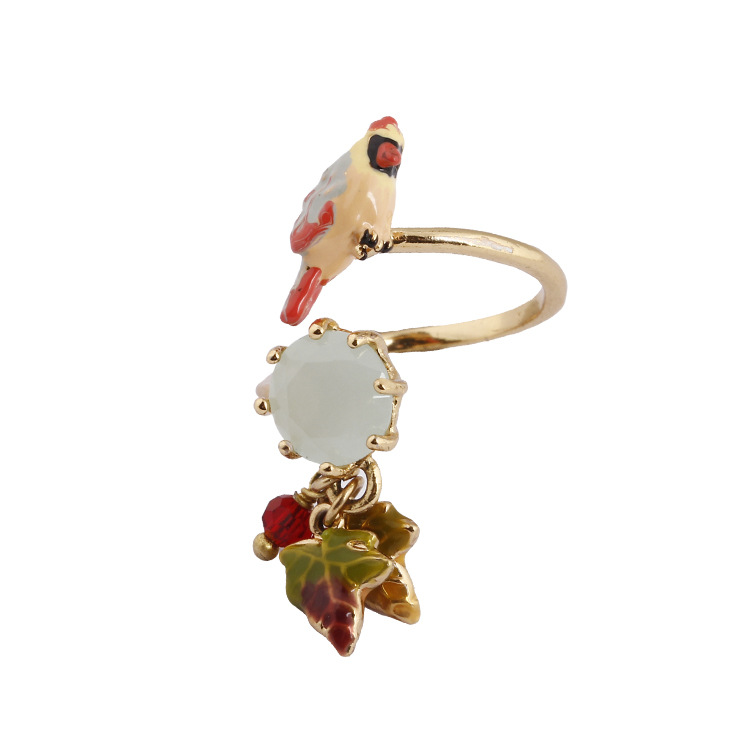 Enamel Glazed Rose Flower Inlaid Gemstone Golden Snake Hollow Zircon Open Bracelet