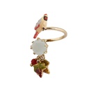 Enamel Glazed Rose Flower Inlaid Gemstone Golden Snake Hollow Zircon Open Bracelet