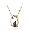 Black Cat Kitty Kitten Enamel Pendant Necklace Jewelry Gift