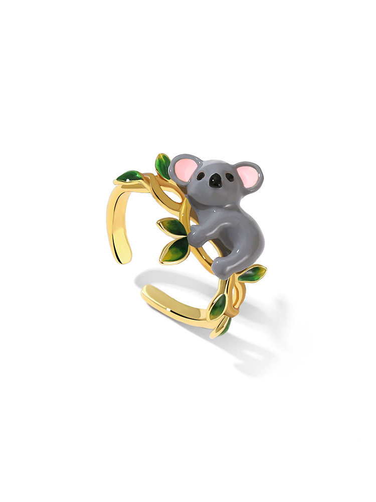 Cute Koala Enamel Adjustable Ring Jewelry Gift