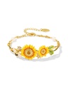 Yellow Sunflower Bee And Pearl Enamel Bangle Bracelet Jewelry Gift