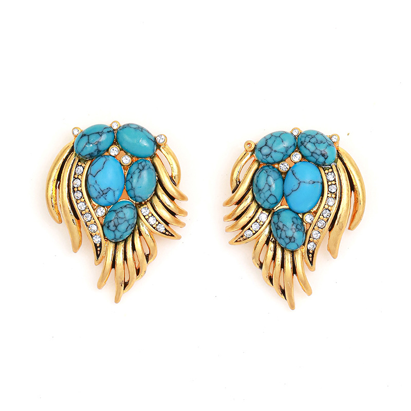 Wing Shape With Zircon Stone Retro Vintage Stud Earrings