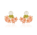 Cherry Blossom Flower And Pearl Enamel Stud Earrings Jewelry Gift